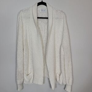 Vintage Comfy Cozy Knit Open Cardigan Size L Cream Ivory Old Money Vanilla Luxur